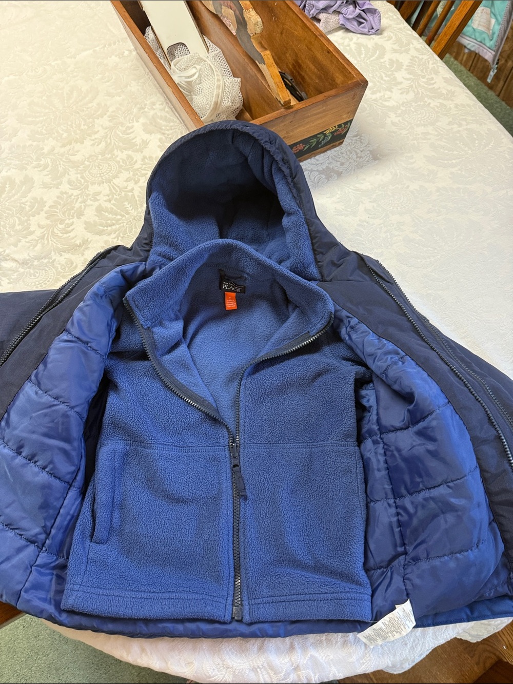 The Children's Place Navy & Royal Blue 2-in-1 Puffer Jacket boys size 5T EUC
